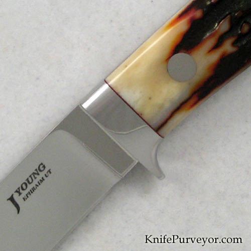 John Young Custom Knife Amber Stag Drop Point Hunter - Image 2