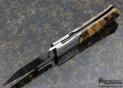 John Young Custom Knife and Bill Ankrom Collaboration with Spalted Hackberry Scales Chute Blade Linerlock Folder - Image 5