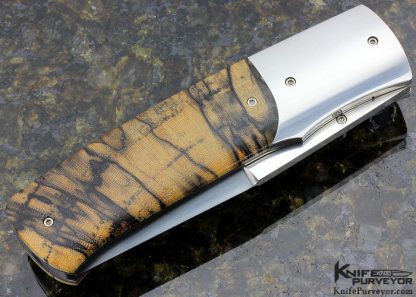 John Young Custom Knife and Bill Ankrom Collaboration with Spalted Hackberry Scales Chute Blade Linerlock Folder - Image 3