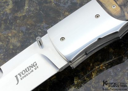 John Young Custom Knife and Bill Ankrom Collaboration with Spalted Hackberry Scales Chute Blade Linerlock Folder - Image 2