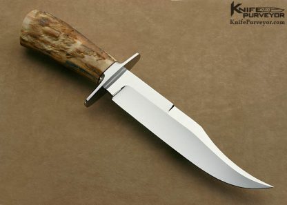 John Young Custom Knife One of A Kind Bowie with Hand Carved Fossilized Walrus Ivory - Image 3