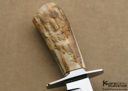 John Young Custom Knife One of A Kind Bowie with Hand Carved Fossilized Walrus Ivory - Image 5