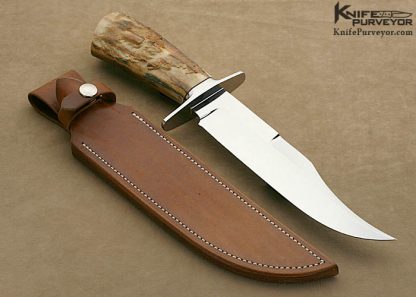 John Young Custom Knife One of A Kind Bowie with Hand Carved Fossilized Walrus Ivory - Image 4