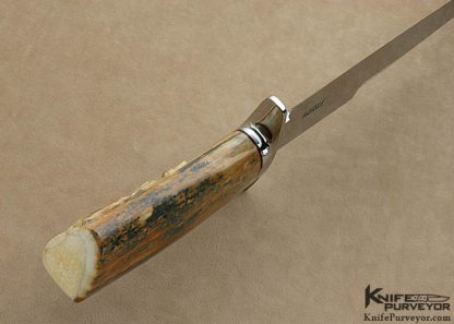 John Young Custom Knife One of A Kind Bowie with Hand Carved Fossilized Walrus Ivory - Image 7
