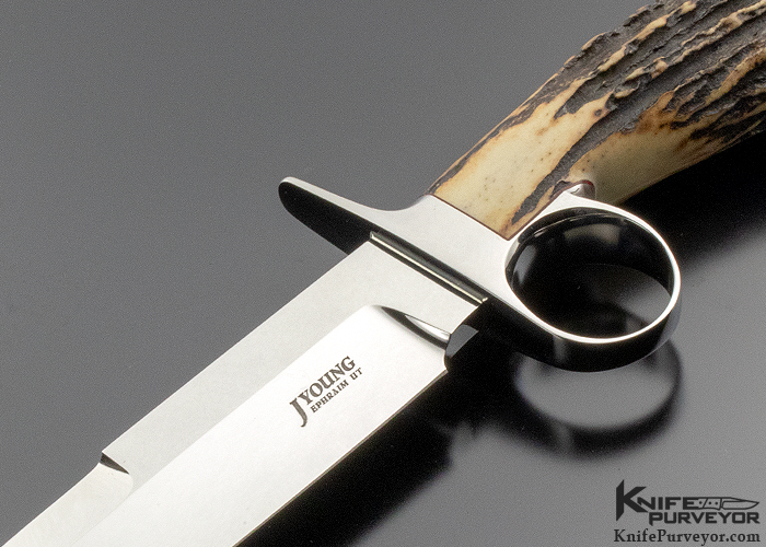 John Young Custom Knife Stag Ring Guard Bowie - Image 2