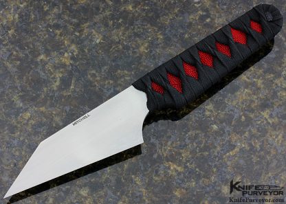 Johnathan Mitchell Custom Knife Hand Rubbed Satin Finished A2 Tool Steel "Vector" with Cord Wrapped Stingray with Skull Menuki