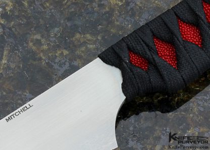 Johnathan Mitchell Custom Knife Hand Rubbed Satin Finished A2 Tool Steel "Vector" with Cord Wrapped Stingray with Skull Menuki - Image 4