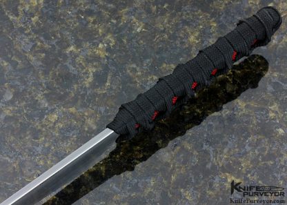 Johnathan Mitchell Custom Knife Hand Rubbed Satin Finished A2 Tool Steel "Vector" with Cord Wrapped Stingray with Skull Menuki - Image 3