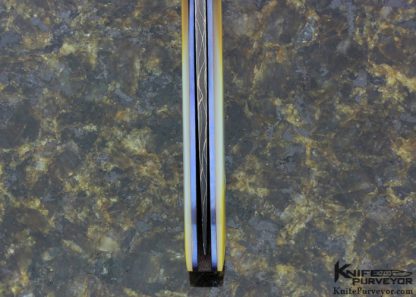 Johnny Stout Custom Knife Devin Thomas "Roses & Vines" & Robert Eggerling Damascus and Gold Lip Pearl Linerlock - Image 6