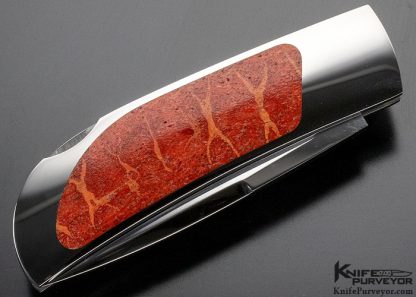 John Le Blanc Custom Knife Red Coral Interframe Lockback - Image 5