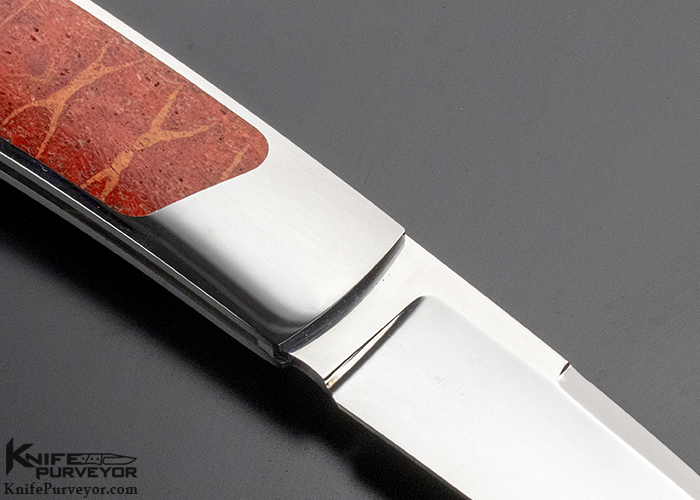 John Le Blanc Custom Knife Red Coral Interframe Lockback - Image 4
