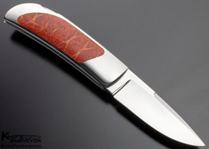 John Le Blanc Custom Knife Red Coral Interframe Lockback - Image 3
