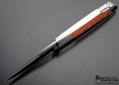 John Le Blanc Custom Knife Red Coral Interframe Lockback - Image 6