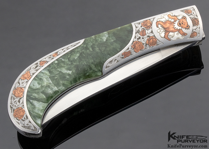 Bailey Bradshaw Custom Knife Seraphinite Self Lock "Grateful Dead" Engraved By Jon Robyn - Image 4