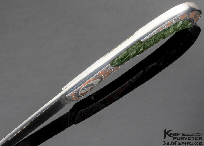 Bailey Bradshaw Custom Knife Seraphinite Self Lock "Grateful Dead" Engraved By Jon Robyn - Image 6