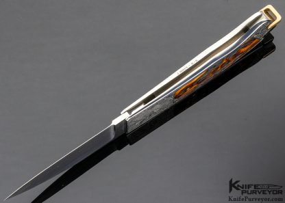 Ron Lake Custom Knife "Barrett Smythe" Amber Stag Interframe Tail Lock Engraved by Jon Robyn - Image 9