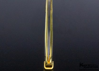 Ron Lake Custom Knife 18Kt Gold Watch Pocket Tail Lock Engraved by Jon Robyn with "Bull and Bear" Stock Market Motif - Image 11