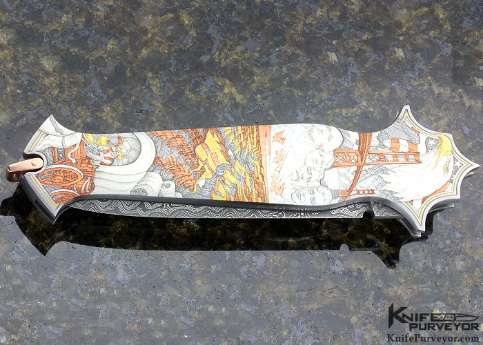 Warren Osborne Custom Knife "Sea to Shining Sea" Engraved "Kallara" Lockback Auto - Image 5