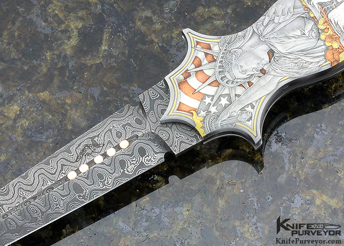 Warren Osborne Custom Knife "Sea to Shining Sea" Engraved "Kallara" Lockback Auto - Image 2
