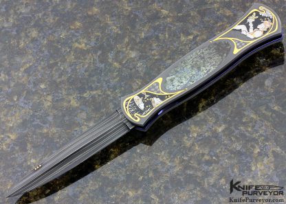 Jim Minnick Custom Knife Joyce Minnick Engraved Art Nouveau Linerlock Dagger 8215 Open