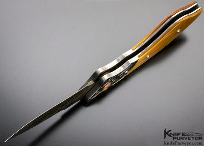 Jot Sing Khalsa Custom Knife South Sea GoldLip Auto Button Lock Engraved Julie Warenski - Image 10