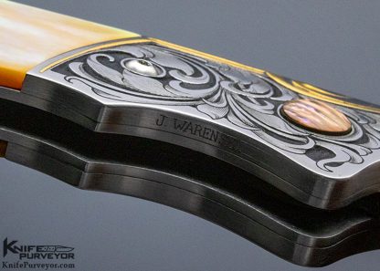 Jot Sing Khalsa Custom Knife South Sea GoldLip Auto Button Lock Engraved Julie Warenski - Image 7