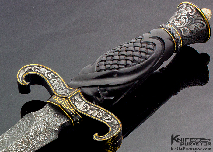 Julie Warenski Custom Knife 2015 AKI Carved Black Marble Dagger - Image 2