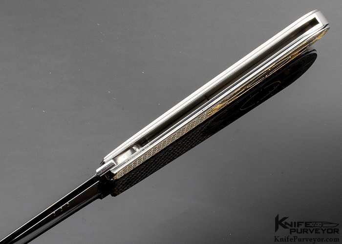 Antonio Fogarizzu Custom Knife 3.5 CTW Diamond Encrusted Piqued Exotic Material Interframe Lockback Dagger Engraved by Julie Warenski - Image 5