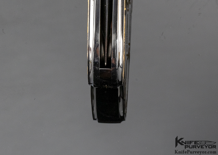 Antonio Fogarizzu Custom Knife 3.5 CTW Diamond Encrusted Piqued Exotic Material Interframe Lockback Dagger Engraved by Julie Warenski - Image 6