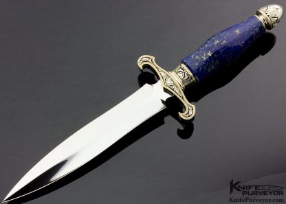 Julie Warenski Engraved Buster Warenski Custom Knife Boot Dagger with Lapis Lazuli and Matching Sheath 12944