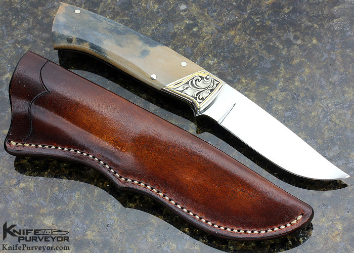 Buster Warenski Custom Knife Julie Warenski Engraved Mammoth Hunter (Featured in a Video) - Image 6