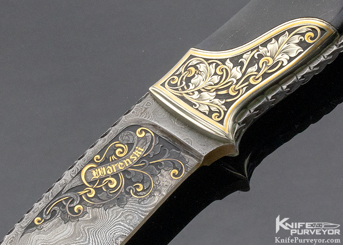 Julie Warenski Engraved Buster Warenski Custom Knife Black Jade Hunter - Image 2