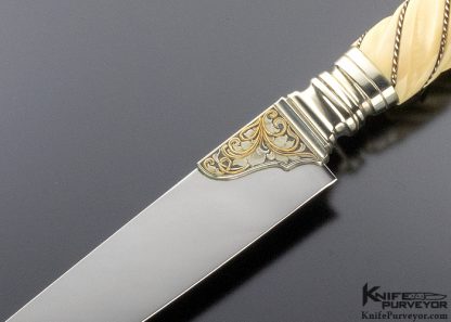 Buster Warenski Custom Knife One Off Fossil Walrus Mediterranean Gent's Knife Engraved by Julie Warenski - Image 2
