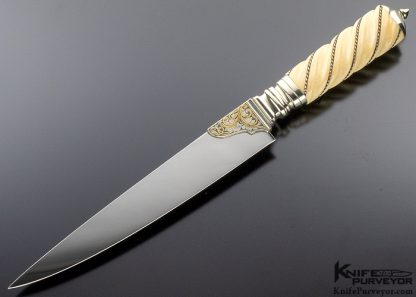 Buster Warenski Custom Knife One Off Fossil Walrus Mediterranean Gent's Knife Engraved by Julie Warenski 16863