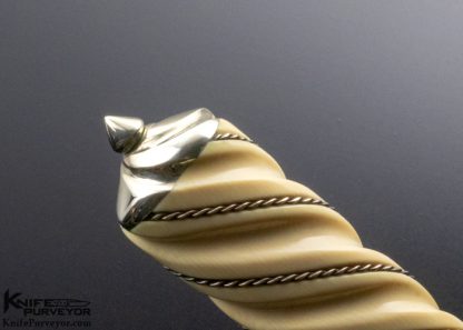 Buster Warenski Custom Knife One Off Fossil Walrus Mediterranean Gent's Knife Engraved by Julie Warenski - Image 7