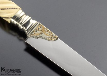 Buster Warenski Custom Knife One Off Fossil Walrus Mediterranean Gent's Knife Engraved by Julie Warenski - Image 4