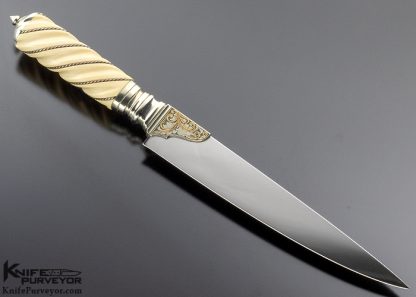 Buster Warenski Custom Knife One Off Fossil Walrus Mediterranean Gent's Knife Engraved by Julie Warenski - Image 3