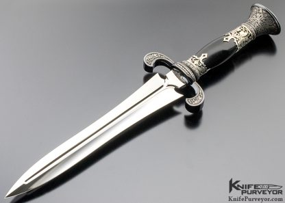 Buster Warenski Custom Knife Black Edwards Jade Dagger Engraved by Julie Warenski 9496