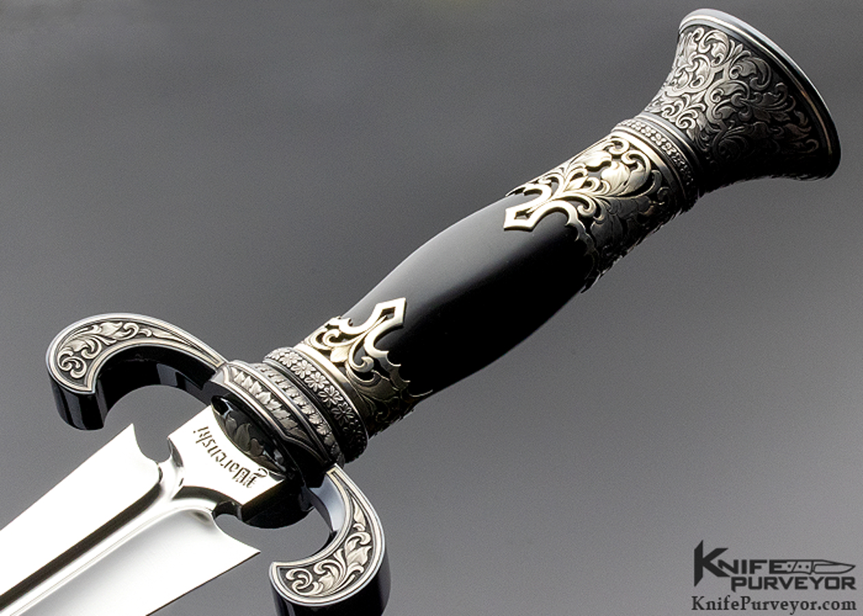 Buster Warenski Custom Knife Black Edwards Jade Dagger Engraved by