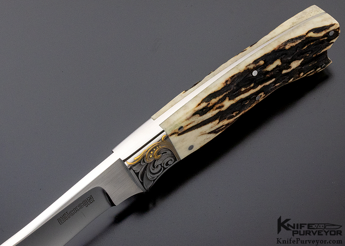 Curt Erickson Custom Knife Stag Skinner Engraved by Julie Warenski - Image 5