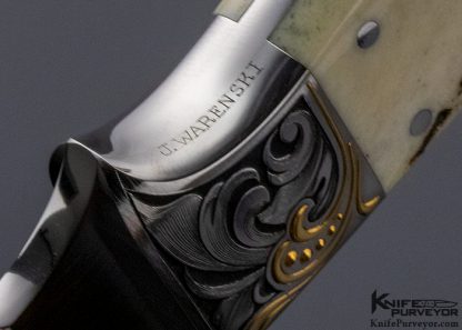 Curt Erickson Custom Knife Stag Skinner Engraved by Julie Warenski with 24 Kt Gold Inlays 14027