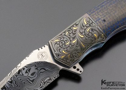 Andre Thorburn Custom Knife L44 Carbon Fiber Flipper Engraved by Julien Marchal - Image 2