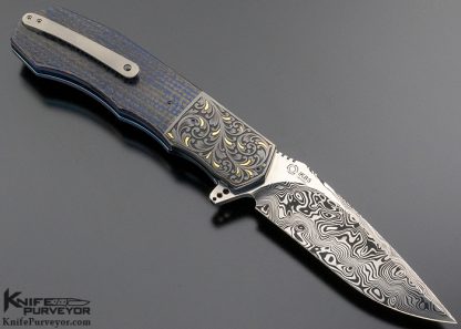 Andre Thorburn Custom Knife L44 Carbon Fiber Flipper Engraved by Julien Marchal - Image 3