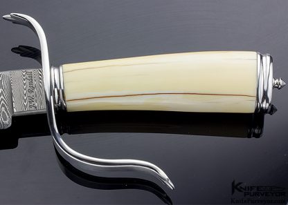 JW Randall Master Smith Custom Knife Ladder Damascus and Fossil Walrus Handled European Hunting Sword - Image 2