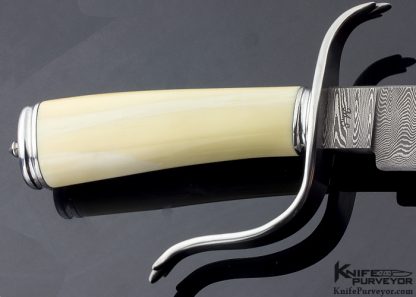 JW Randall Master Smith Custom Knife Ladder Damascus and Fossil Walrus Handled European Hunting Sword - Image 3