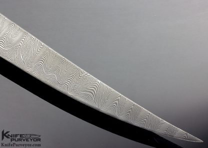 JW Randall Master Smith Custom Knife Ladder Damascus and Fossil Walrus Handled European Hunting Sword - Image 4