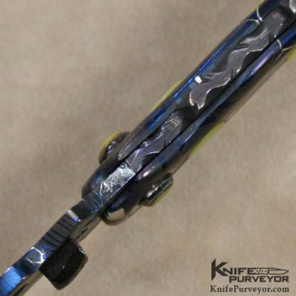 Charles Kain Custom Knife "Huwawa" Damascus and Goldlip Pearl Lockback Folder - Image 5