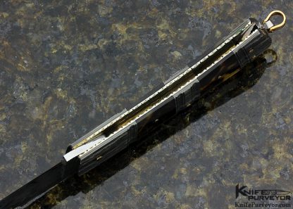 Kay Embretsen Custom Knife Sole Authorship Damascus & Amber Triple Bolstered Lockback Folder - Image 5