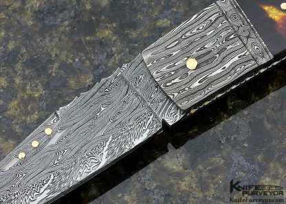 Kay Embretsen Custom Knife Sole Authorship Damascus & Amber Triple Bolstered Lockback Folder - Image 2