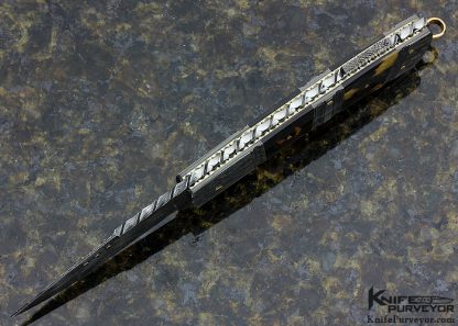 Kay Embretsen Custom Knife Sole Authorship Damascus & Amber Triple Bolstered Lockback Folder - Image 4
